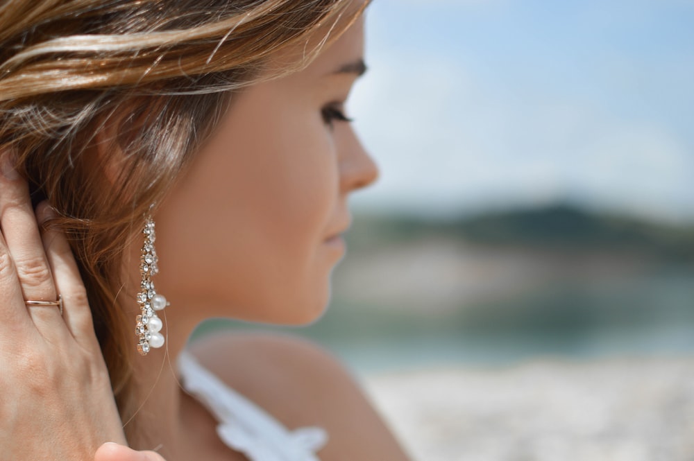 Crystal Drop Earrings worn