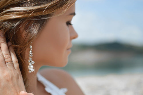 Crystal Drop Earrings worn