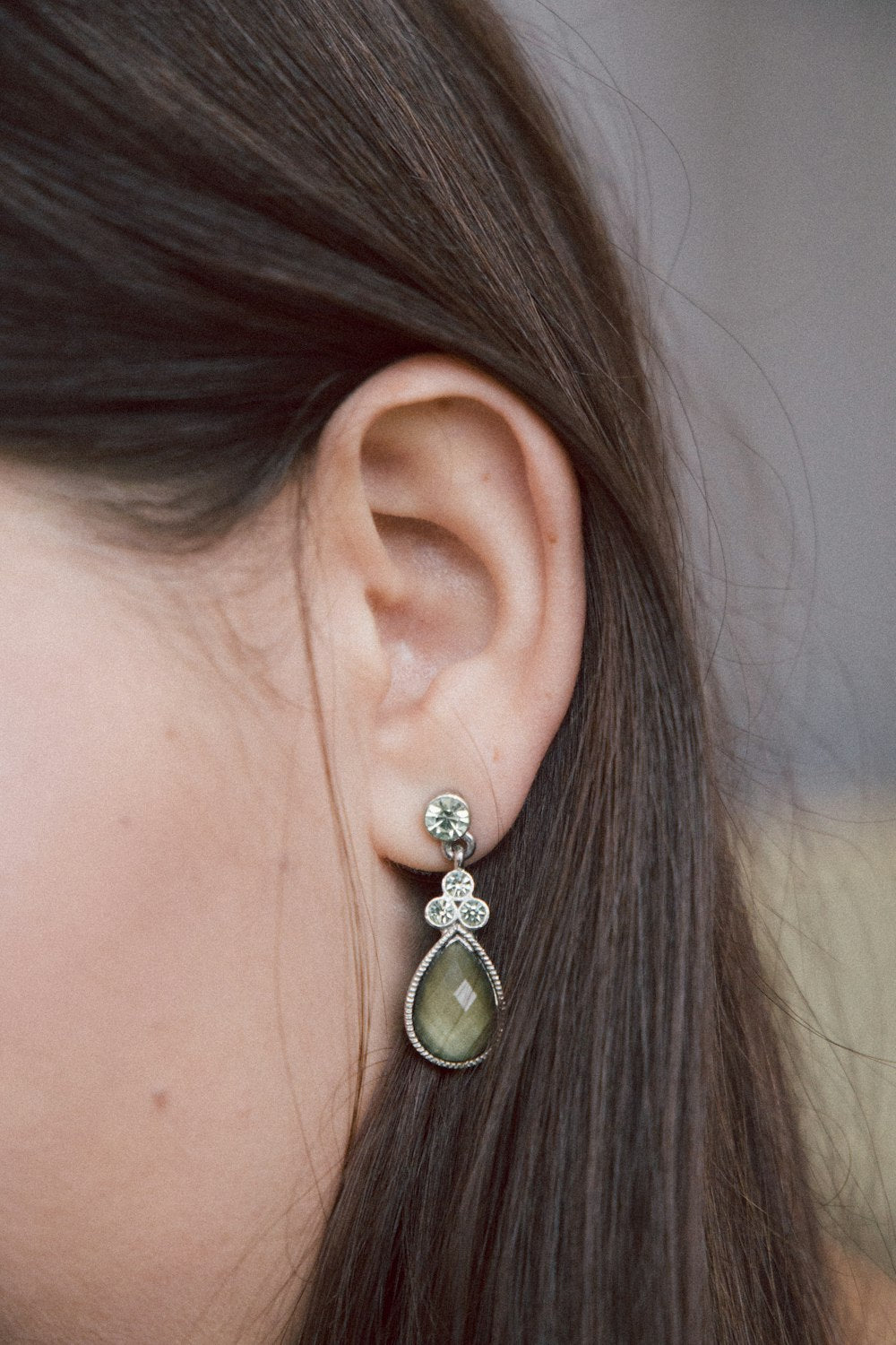 Moonstone Drop Earrings worn