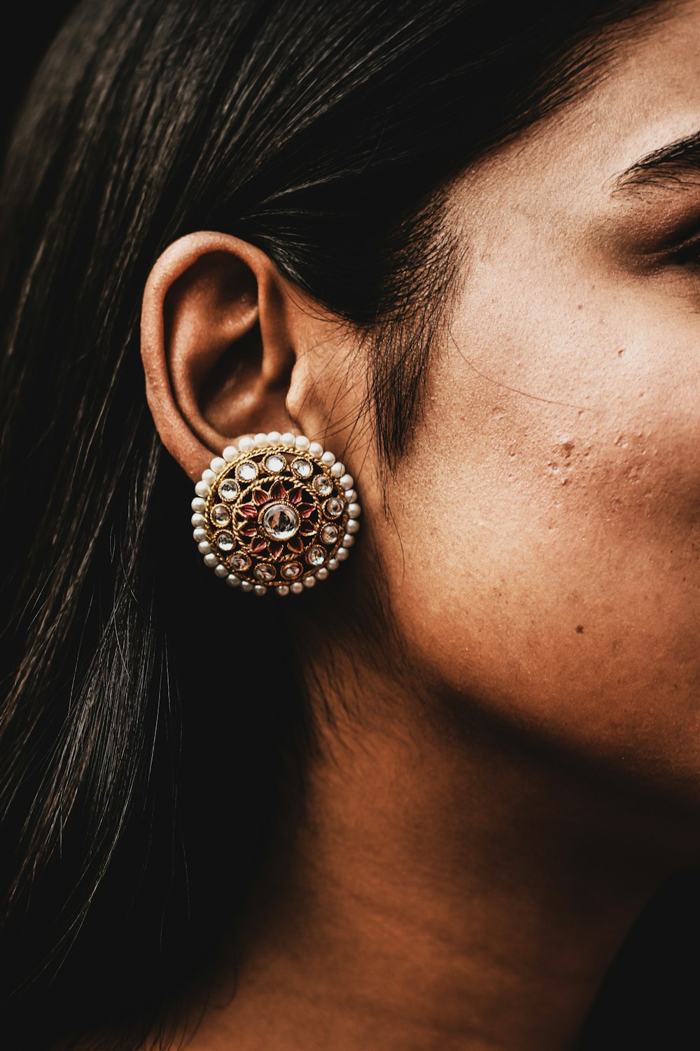 Halo Crystal Studs worn
