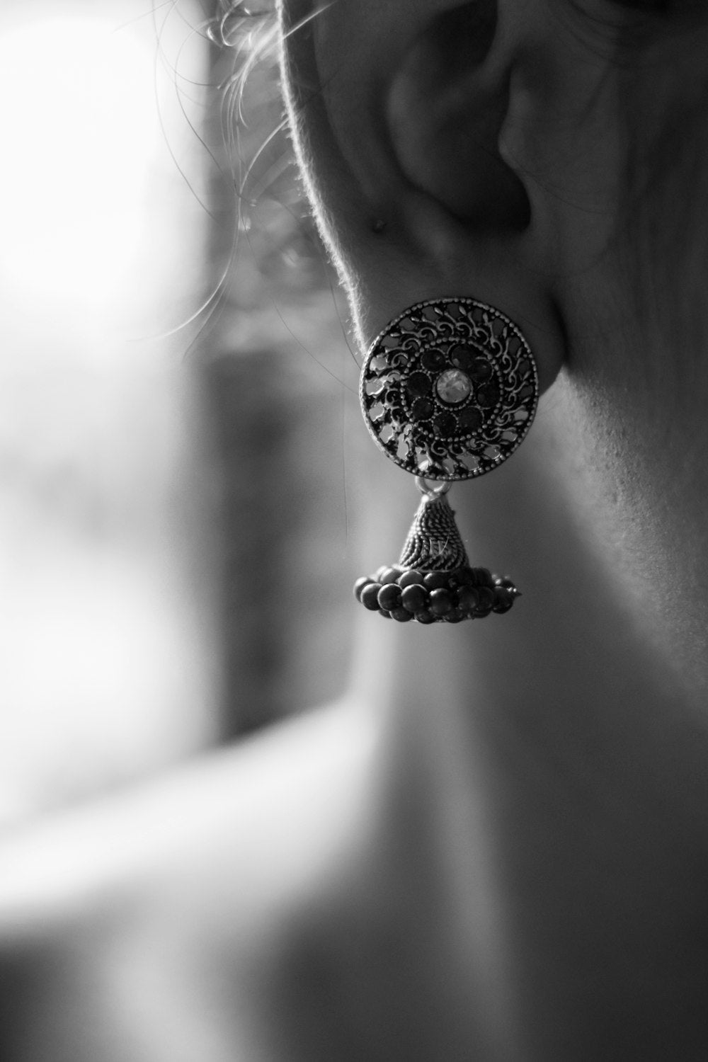 Filigree Chandelier Earrings worn