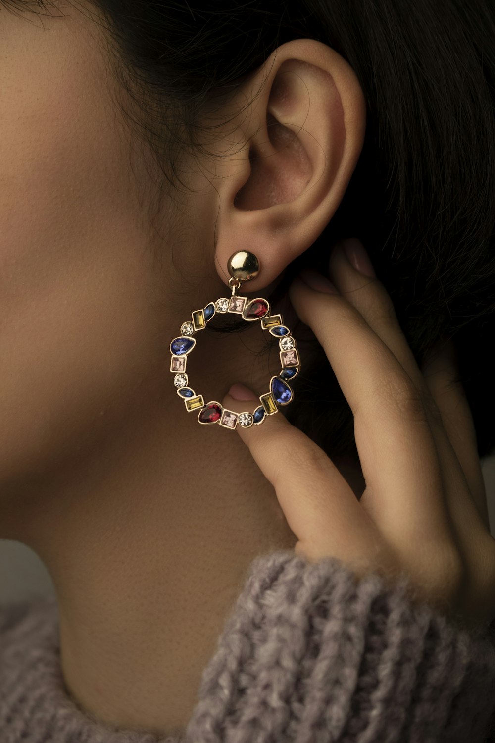 Rainbow Gemstone Drops worn
