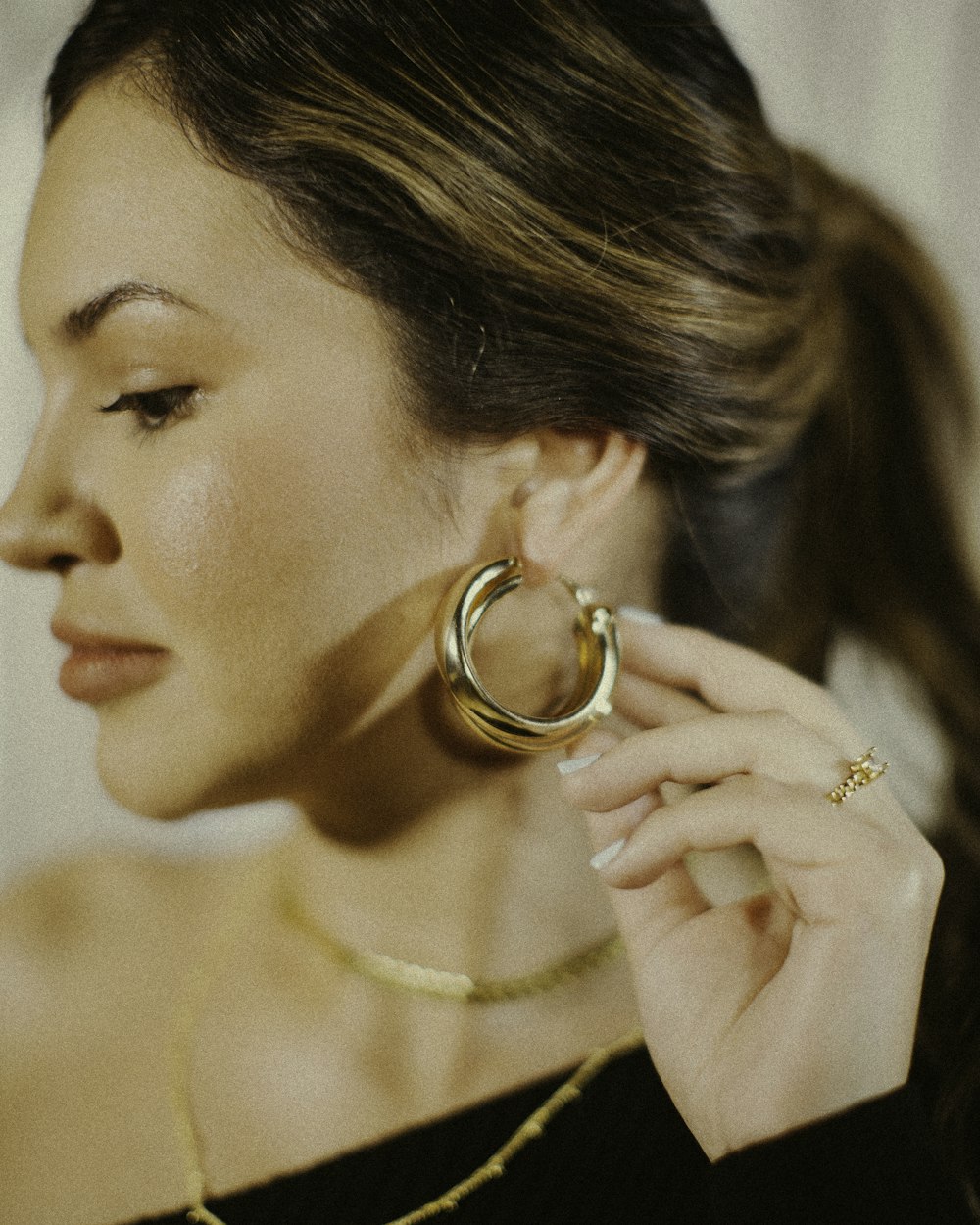 Baguette Crystal Hoops worn