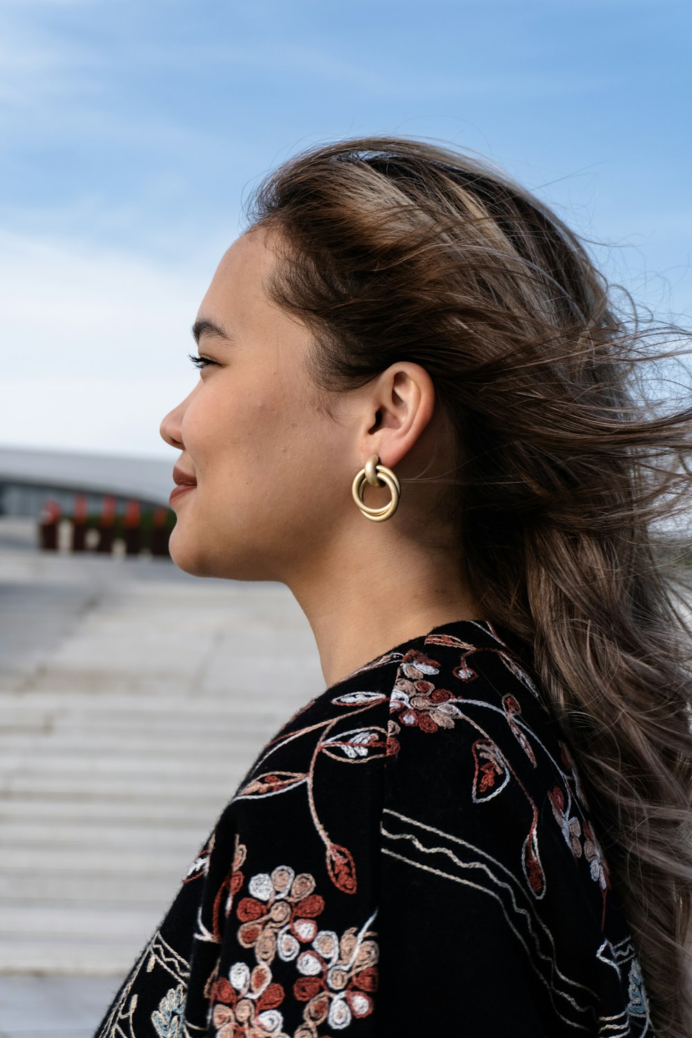 Rose Gold Huggie Hoops worn